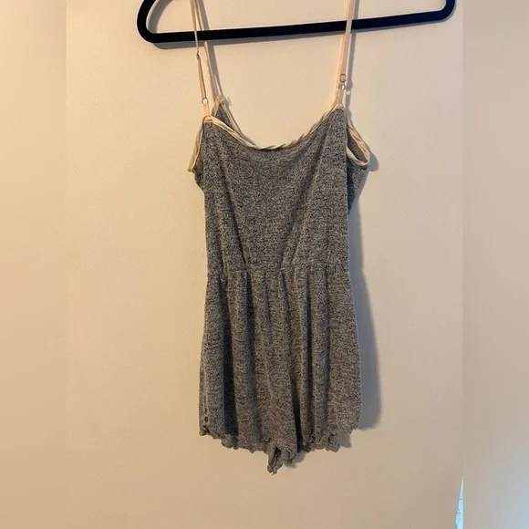 Out From Under x Urban Outfitters Grey Surplice Mini Romper Medium - Picture 9 of 10